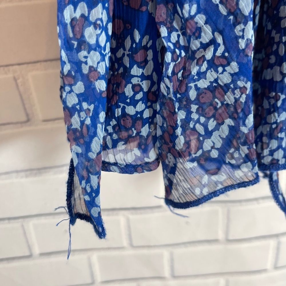 Free People‎ Blue Print Tunic Sz M - Picture 5 of 9
